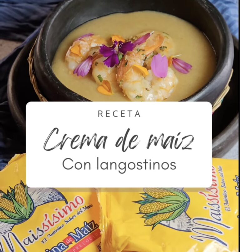 Crema de harina de Maíz Maissísimo con langostinos