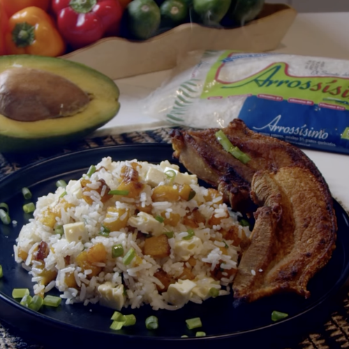 Arroz con queso y plátano